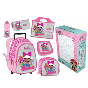 ست 45 در 1 کوله پشتی چرخدار 46 سانتی مدل Trolly Bag - Promotion Items 45 in 1 - LOL Surprise _کوله پشتی